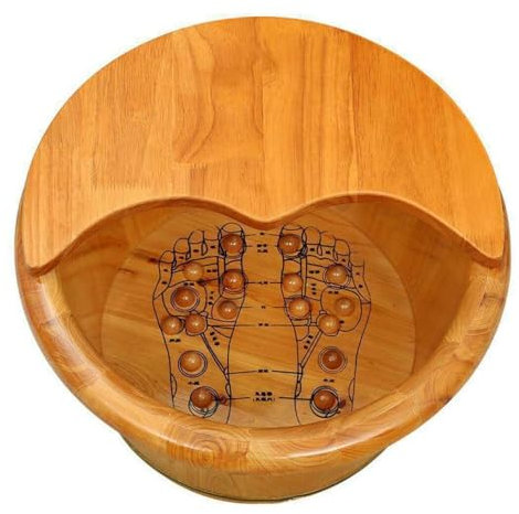 Baignoire en bois naturel avec couvercle – Bain de pieds rond professionnel étanche étanche pour la relaxation, taille unique, Bois