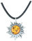 Artisana-Schmuck Anhänger Sonne mit Bernstein, Anhänger mit Lederband, gefasst in 925/000 Sterling Silber