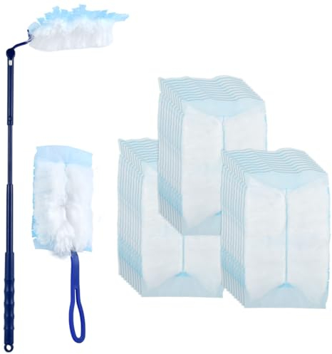 32 Pieces Manual Duster Refills, OctBird 30 Refills with 2 Handles, Refills for Manual Duster, Refills for Dust, Dirt, Cars