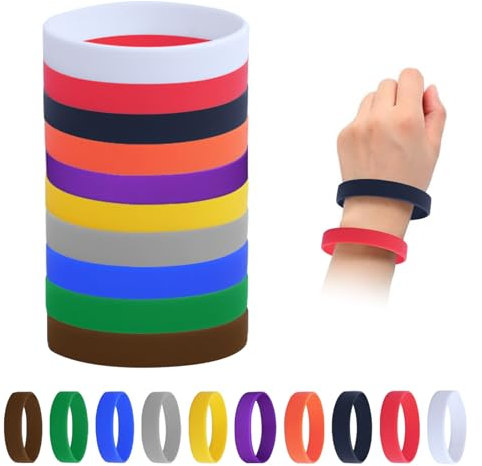 Mmgoqqt 10 Pcs Silicone Wristbands, Rubber Bracelets Sports Rubber Bracelets, Aldult Silicone Wristbands, Aldult Personalised Wristbands for Football Gym Sport Party, 10 Colors