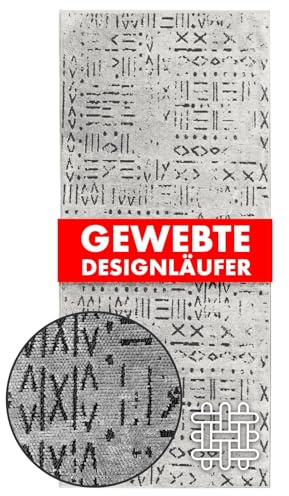 KARAT Premium Teppichläufer gewebt mit Muster - 80 x 250 cm, Elfenbein - Flauschiger Baumwoll Teppich - Läufer für Küche, Flur & Wohnraum - Flurläufer Küchenläufer Flurteppich (Vena)