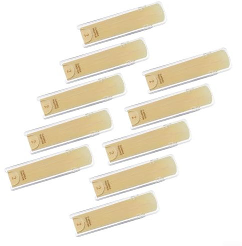 10 Stück Altsaxophon-Blätter in voller Größe, Stärke 1,0, 1,5, 2,0, 2,5, 3,0, 3,5, Holzbläser, 71,5 mm x 14,5 mm, traditioneller Blank für klaren Klang (Stärke 1)