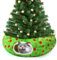 Hollowfly Katzentunnelbett mit Weihnachtsmotiv, 91 x 91 x 24,9 cm, unter dem Weihnachtsbaum, Katzentunnel für Innenkatzen, Limettengrün, Katzen-Donut-Tunnel, faltbar, Plüsch, Peekaboo, Katzenhöhle,