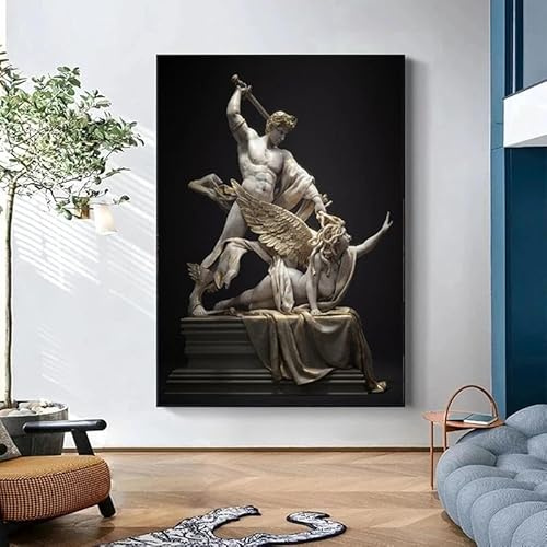 Mythologie Figur Leinwand Gemälde Perseus mit dem Kopf der Medusa Skulptur Poster Drucke Wand Kunst für Wohnzimmer Dekor 60x90cm ohne Rahmen