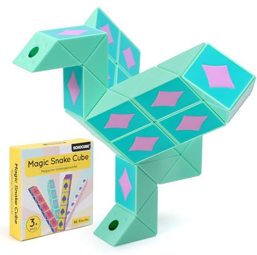 ECHOCUBE Magic Snake Cube im Poker-Design, 36 Blöcke Magische Schlange Würfel Party-Bag-Füller für Kinder, Twist-Puzzle-Spielzeug, pädagogische Snake-Fidget-Toys, Partygeschenke (Grün)