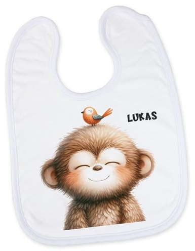 GRAZDesign Baby Lätzchen personalisiert mit Namen Affe Geschenk Geburt, Taufe