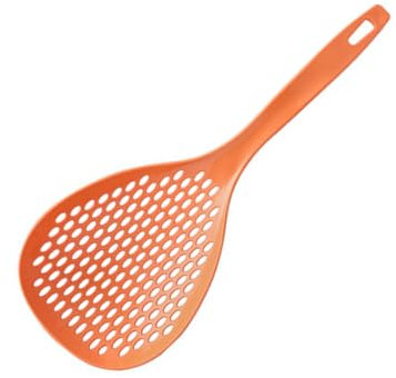 Skimmer Spoon, Heat Resistant Long Handle Plastic Slotted Ladle, Fine Workmanship, for Kitchen (Orange)