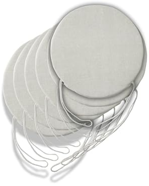 6 abnehmbare runde Kissen für Küchenstühle, Kissen für Wohnzimmerstühle - Stuhlkissen mit Schnürsenkeln hergestellt in Italien - Dicke 3 cm - Hausdekoration (Natur, Durchmesser 35 cm)