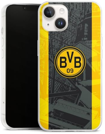 Slim Case kompatibel mit Apple iPhone 14 Silikon Handyhülle transparent Hülle extra dünn Borussia Dortmund BVB Stadion