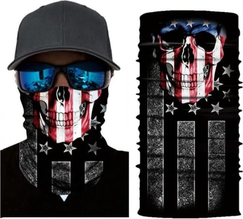 Motorische Gesichtsmaske Halswärmer -Schädelmaske - America American Flag - Motorradmaske - Skimaske - Motorradschal - Halloween -Gesichtsschild -Spritzmaske Gesichtsbildschirm Gesichtsschild