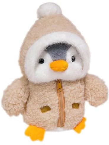 Uixxducc Pinguin Kuscheltier, Weiches Pinguin Plüschtier Stofftier, Süße Pinguin Plüsch Spielzeug Plüschpinguin Plüschkissen Geschenke für Kinder (Beige)