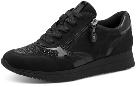 Jana Femme Damen Sneaker Laced Basket, Paillettes Noires, 41 EU