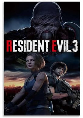 ZCHLATGDE Resident Evil 3 Poster Dekorative Malerei Leinwand Wandkunst Wohnzimmer Poster Schlafzimmer Malerei,Wandkunst Bilddruck Moderne Familienzimmer Dekor 12x18inch(30x45cm)