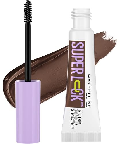 Maybelline Super Lock Brow Glue Eyebrow Gel, Lightweight and Waterproof Tinted Brow Gel For Up To 24HR Hold, Deep Brown, 1 Count