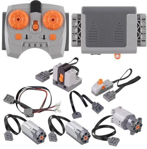 Orivin 9-teiliges Power Functions-Set, Motorisierte Bausteine, Power Kit Mit 2L 2M 1 Servomotoren, Fernbedienung, Batteriebox
