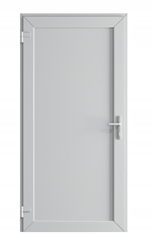 Außentür 100x205 cm DIN Links | Techniktür aus Kunststoff Vollpaneel ohne Glas mit 5-Punkt-Verriegelung | Mehrzwecktür für Werkstatt, Garage oder Hauswirtschaftsraum | Nebeneingangstür | Weiß