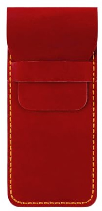 Psdndeww Stifteetui aus Leder, Retro-Stil, leicht, Organizer für Männer und Frauen, Büro, Schreibwerkzeug, Organisation, stilvolle Stiftaufbewahrung aus Leder, rot