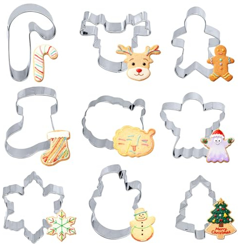 9 Stück Plätzchen Ausstecher,Keksausstecher,Cookie Cutter,Hirsche, Wolken, Vögel, Schneeflocken, Bäume usw,Backen-Fondant-DIY-Werkzeuge