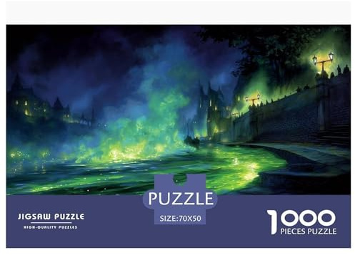 Magische Stadt 3D-Puzzle 70x50cm/1000pcs, Fantasie Night – Familien-Entspannungsspiel, Bildend & Kreativ, Hausdekorationsgeschenk