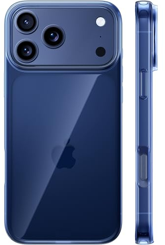 TORRAS Crystal Clear für iPhone 17 Pro Hülle Klar Transparent Blau | [Ultra Dünn & 100% Anti-Vergilbung] Handyhülle iPhone 17 Pro Case TOP Militärschutz Silikon 9H+ Durchsichtig Schutzhülle