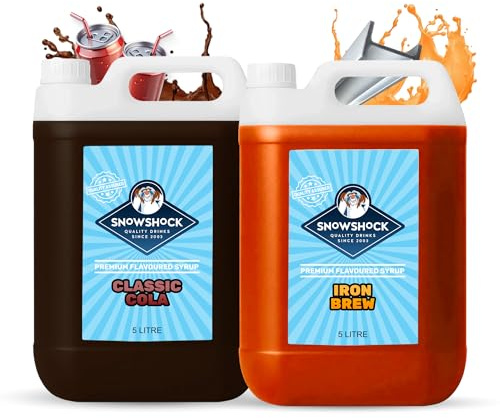 SnowShock Slush Syrup 5L Cola & Iron Brew 2x Pack | Slushy Concentrate Dilute for Ice Slushie Machine | Refreshing Frozen Drink Mix for Kids Parties, Cafes, Events & Food Vans | Vegan