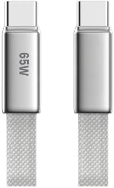 USB C Charger Cable 1M, 65W Fast Charging Type C Charger Lead, USB C to USB C Flat White 1M Data Sync Cable Compatible with iPhone 15/16/17 Series, Samsung Galaxy and USB-C Devices