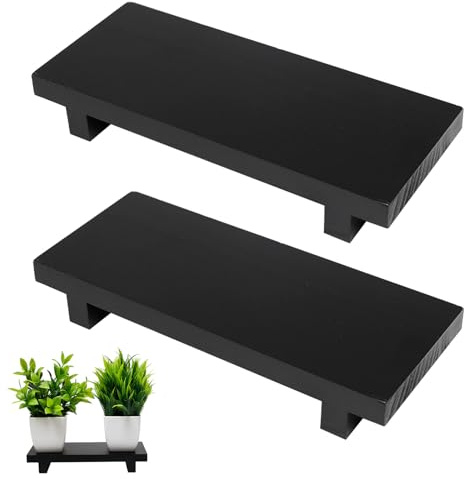 2 Pzs Bandeja de Madera para el Baño Bandeja Decorativa de Baño Rectangular | Rectangular Bandejas de Madera Negro Equeña Bandeja para Servir con Pies para Cosméticos, Perfumes, Lociones