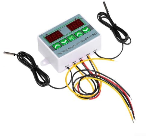 Dual Temperature Controller Digital Thermostat for 12V 24V 220V, -50 to 110C Range with Sensor(24V)