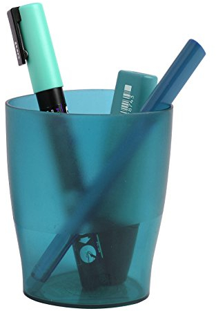 Exacompta 67683D Stiftehalter ECOPEN aus stabilem Kunststoff in modernem design, perfekt für Büro und Schule, Türkis Transluzent, Stifteköcher Stiftebox Organizer Schreibtischbox