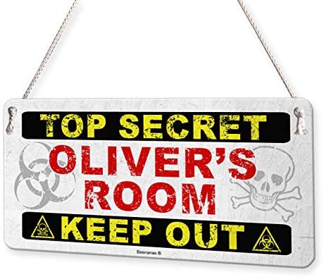 Beenanas Top Secret Keep Out Personalised Childs Bedroom Door Sign Name Plaque