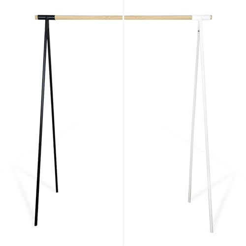 Natural Goods Berlin Kleiderständer GARD Design Garderobe freistehend | Metall Kleiderstangenhalterung für 30mm Rundstab | Massiv Holz stabil | DIY (100cm Kleiderstange EICHE, Schwarz)