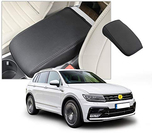 CDEFG Kompatibel mit VW Tiguan 2 2016-2022 2023 / Seat Tarraco FR Armlehnen Deckel Abdeckung Kratzschutz Mittelkonsole Kunstleder Armlehne Box Cover Auto R Line Tarraco Zubehör (Schwarze Linie)