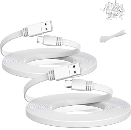 Itramax Micro USB Power Cable 6M/2Pack,Flat Micro USB Charging Power Cord,Charger for Blink XT XT2 Mini Camera Outdoor 3(3rd Gen),Wyze Cam V3,Pan V4,Arlo Q,Nest Yi,Zmodo,Netvue,Xbox One Controller