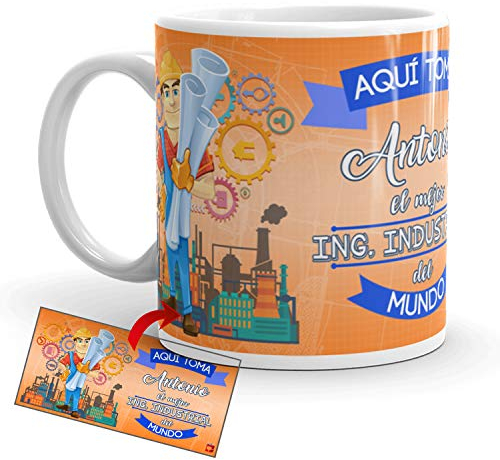 Kembilove Taza de Café del Mejor Ingeniero Industrial del Mundo – Taza de Desayuno para la Oficina – Taza de Café y Té para Profesionales – Taza de Cerámica Impresa para Ingenieros Industriales