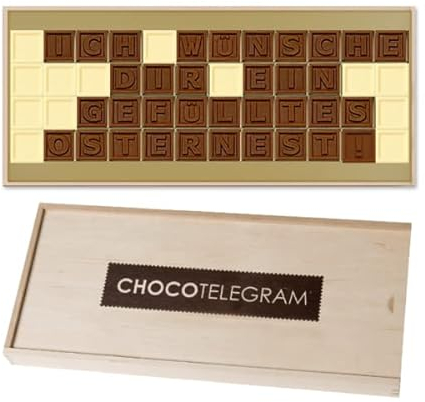 Ich wünsche dir ein gefülltes Osternest - ChocoTelegram | Geschenkidee | Schokolade | Ostern | Ostergeschenk | Wünschkarte | Ostergruß | Schokoladennachricht | Erwachsene | Kinder | Osterhase | Easter