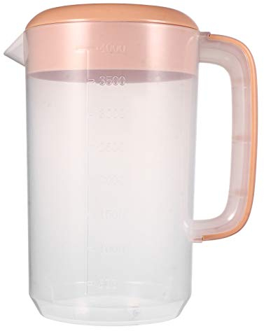 Angoily Jarra de Agua Fría de Plástico de 4L con Tapa Jarra de Agua Fría Resistente Al Calor Jarra de Agua Fría Tetera con Escala para Jugo de Agua (Rosa)