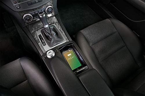 INBAY 10W Handyhalterung Auto Ablagefach Induktiv/Kabellos passend für Mercedes C-Klasse (W204/S204/C204), E-Klasse (W212/S212/C207/A207) - Autohalterung Zubehör Innenraum - Qi