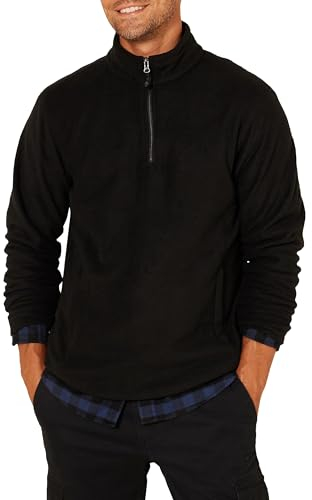 Amazon Essentials Men's Quarter-Zip Polar Fleece Jacket, Black, S