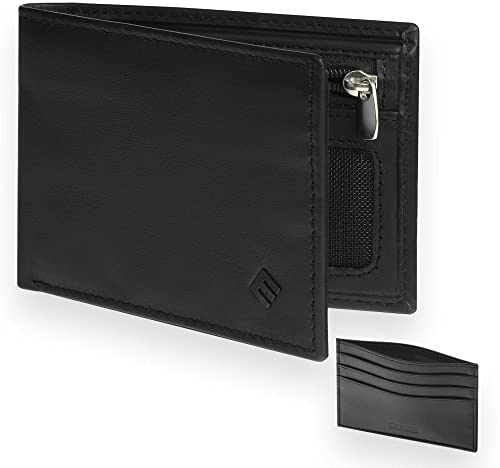 HEMING Portefeuille pour Homme en Cuir Noir avec Porte-Cartes Cadeaux, Petit Portefeuille et Porte-Cartes Cadeaux, Classique, Portefeuille Noir avec Porte-Monnaie et Porte-Cartes, Classique
