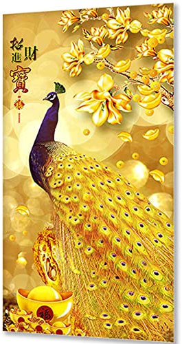 Instarry DIY 5D Diamond Painting Bilder Full Groß Pfau Dekoration Wohnung Modern 60x100 cm