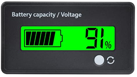 VOKTTA Indicatore Capacità della batteria Misuratore di tensione DC 12V 24V 36V 48V 60V 72V 84V for Lead Acid e agli ioni di litio, Verde