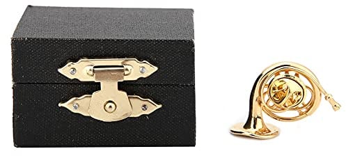 Trompetenbrosche Pin, Anstecker Trompeter vergold Box, Trompetenbrosche, Trumpet Exquisite Musikinstrumente Form Brosche Damen Kleid Clip mit Etui Passend für Stoffbeutel Niedlich für sich selbst