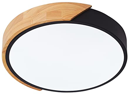 Schindora LED-Deckenleuchte 24W Kaltweiß 6000K 1600LM, Innen Holz Runde Moderne LED-Deckenleuchte Ø30cm für Lounge Flur Home Office Veranda