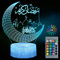 Shinybox Ramadan Dekoration LED DIY Lamp, Mubarak Ramadan LED Lampe, 3D 16 Farben Ramadan Mondlampe Farbwechsellampe mit Fernbedienung, Eid Dekorationen für Outdoor Indoor Party Deko(B)
