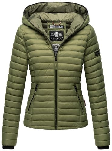 Navahoo Veste matelassée mi-saison avec capuche B348 pour femme, Vert olive, S
