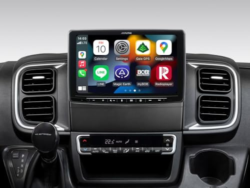 Alpine INE-F904DU8S | Autoradio con touch screen girevole da 9 pollici, DAB+, alloggiamento da incasso 1 DIN, Apple CarPlay Wireless e Android Auto Supporto per Fiat Ducato 8