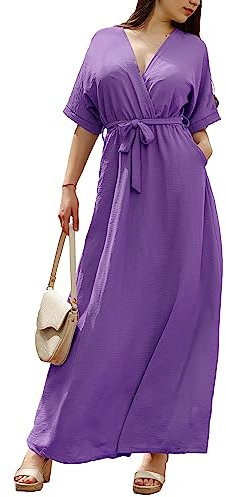 JOPHY & CO. Vestido largo casual con cuello en V cod 7196, violeta, XL