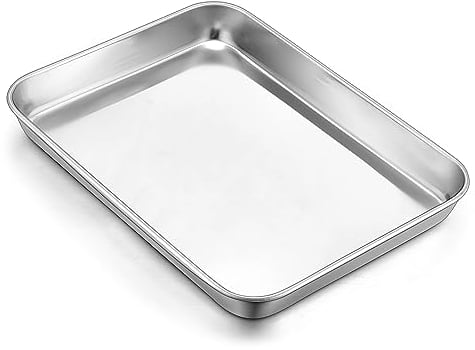 Herogo Baking Tray, Stainless Steel Baking Sheet Pans, Rectangle Oven Trays Set for Cooking Roasting, Healthy & Non-Toxic, Mirror Polished, Dishwasher Safe, 23.7x17.9x2.5 cm
