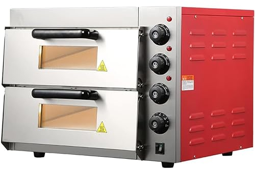 McbeAn Double Deck Electric Pizza Oven, Commercial Stainless Steel Pizza Oven, 60 Min Timer, Multifunction Toaster Oven, Electric Bread Cake Bakery Oven Machine, for Restaurant Kitchen Pizza Pretzel