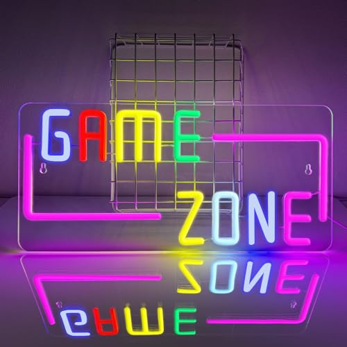PILOYINDE Game Zone Neonlichter Bunte Led Neon Schild Wanddekoration Geeignet für Spielplatz Leuchtreklame Dekoration Spielzimmer Party Schlafzimmer Junge Geschenk Neonlicht